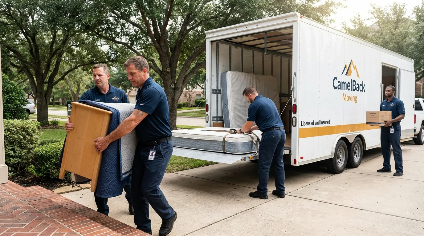 Crew loading residential truck for cross-state move from Wapato, WA